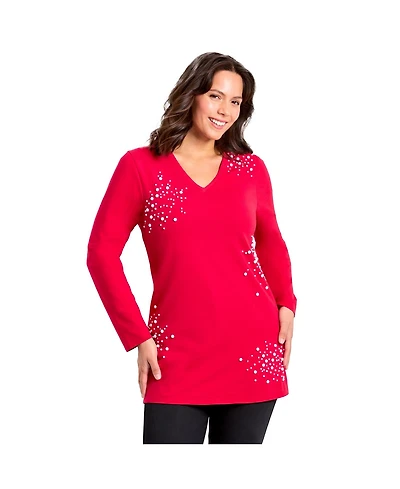 Avenue Women's Embellished V-Neck Tunic