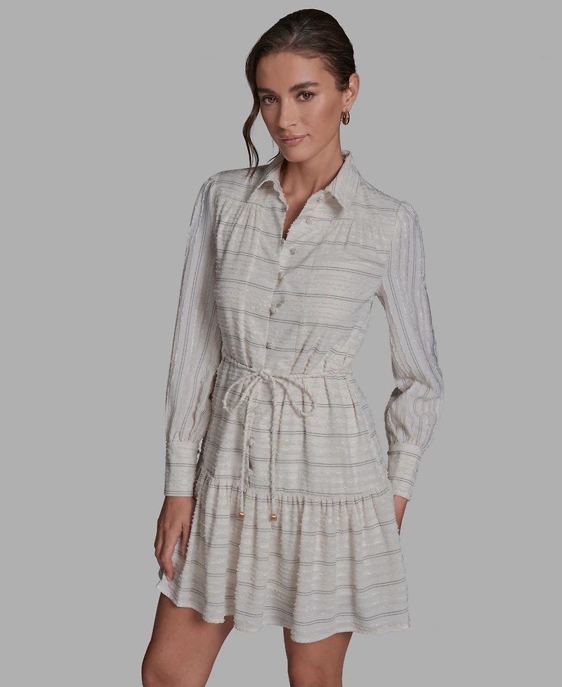 Bcbg Women's Striped Button-Down Mini Shirt Dress