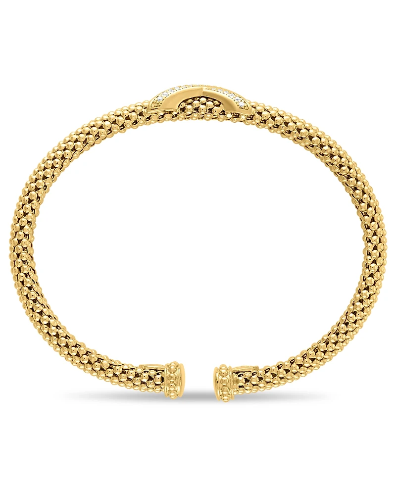 Macy's Diamond X Station Mesh Cuff Bangle Bracelet (1/6 ct. t.w.) in 14K Gold Over Sterling Silver