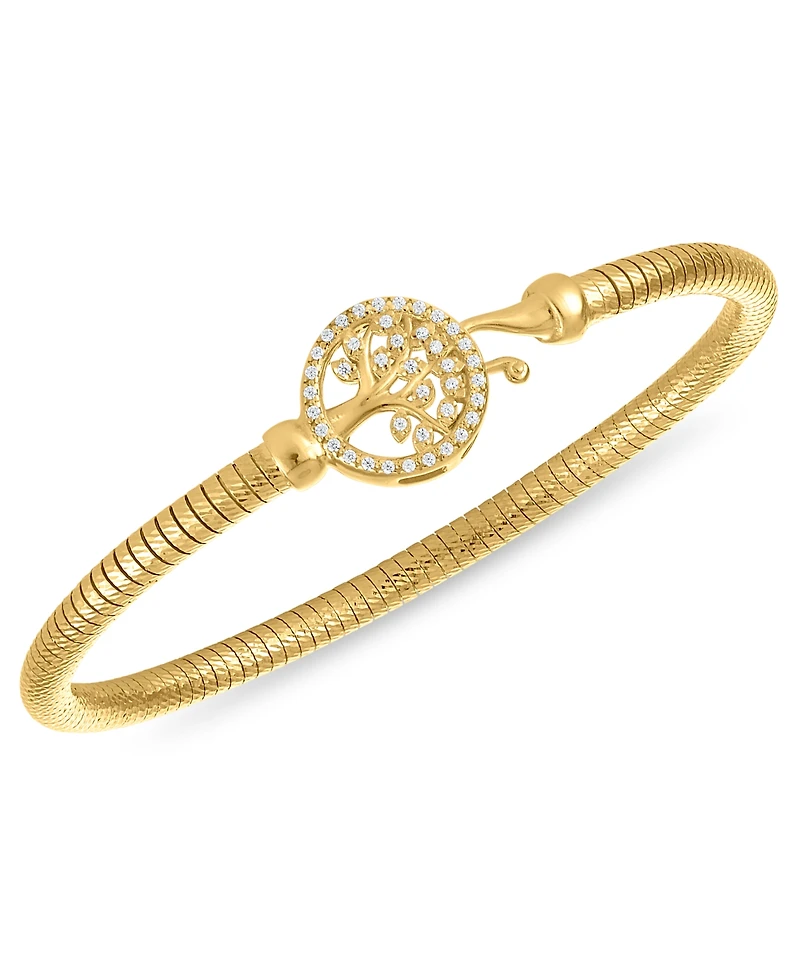 Macy's Diamond Tree Of Life Bangle Bracelet (1/5 ct. t.w.) in 14k Gold Over Sterling Silver