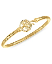 Macy's Diamond Tree Of Life Bangle Bracelet (1/5 ct. t.w.) in 14k Gold Over Sterling Silver