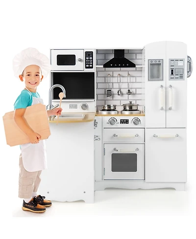Skonyon Wooden Kid's Corner Kitchen Playset with Stove for Toddlers
