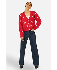 Yumi Women's Hand Embroidered Chunky Knitted Cardigan