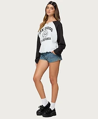 Edikted Women's San Diego Off Shoulder Raglan Sweatshirt