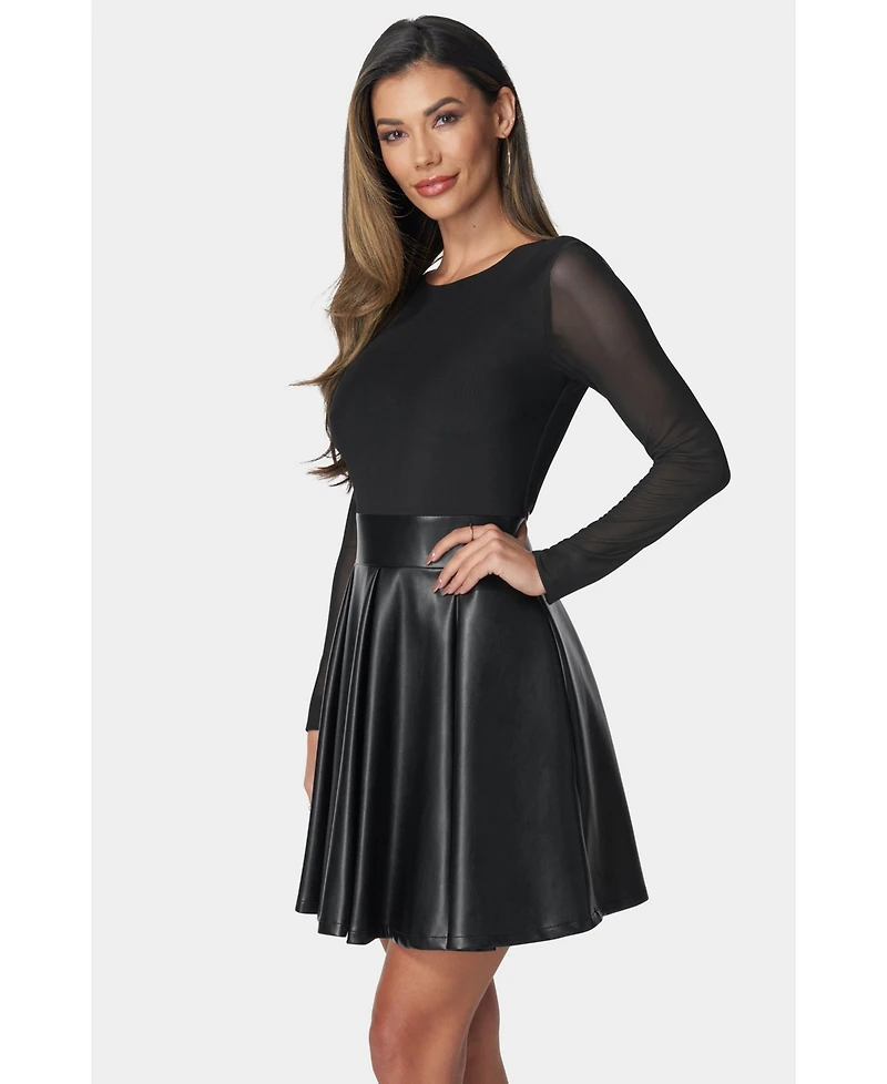 Bebe Women's Faux Leather Flare Dress
