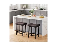 Counter Height Bar Stools Set of 2, 24 Inch Barstools for Kitchen Island Counter, Upholstered Padded Barstools with Curved Surface