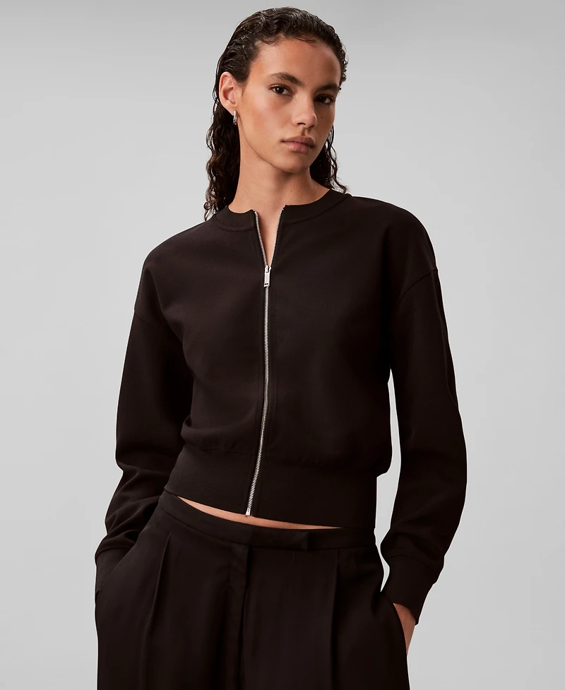 Calvin Klein Women's Crewneck Zip Front Cardigan Jacket