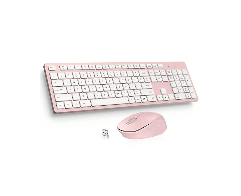 Wireless Keyboard & Mouse Combo – Silent 2.4GHz Full-Size Set with Usb Receiver for Laptop