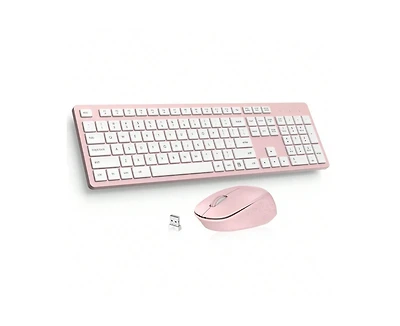 Wireless Keyboard & Mouse Combo – Silent 2.4GHz Full-Size Set with Usb Receiver for Laptop