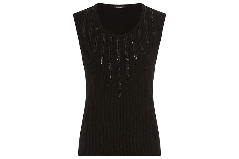 Olsen Women's Rib Knit Shell with Sequin Detail
