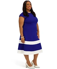 Kasper Women's Cap Sleeve Knee Length Fit & Flare Dress, Regular and Plus