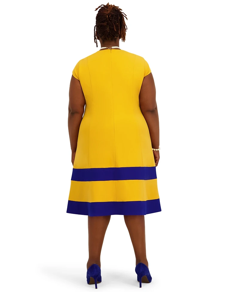 Kasper Women's Cap Sleeve Knee Length Fit & Flare Dress, Regular and Plus