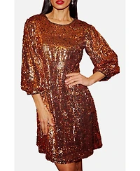 Yumi Women's Balloon Sleeve Sequin Mini Dress
