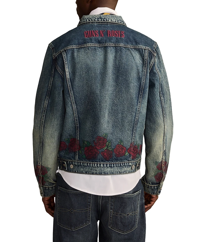 Lucky Brand Men's Guns N Roses Fallen Denim Trucker Jacket