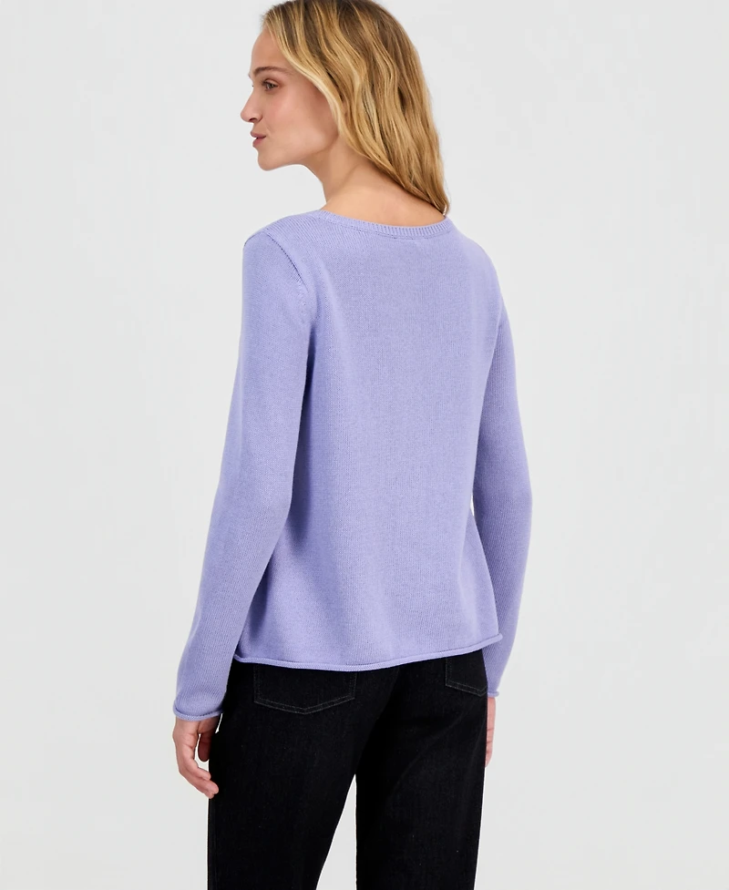 Eileen Fisher Women's Solid-Color Boat-Neck Sweater
