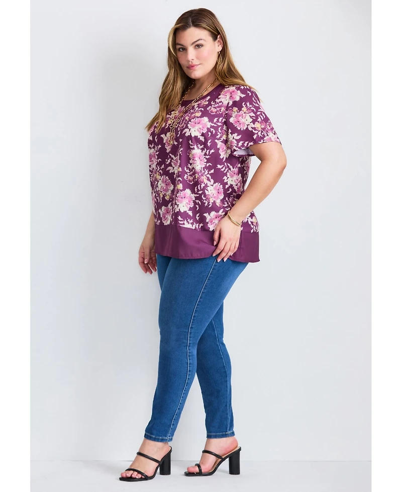 Avenue Women's Color Block Hem Top