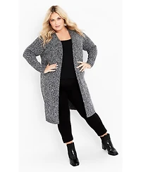 Avenue Women's Charmed Collarless Longline Cardigan