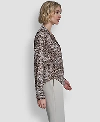 Dkny Women's Collared Button-Up Blouse