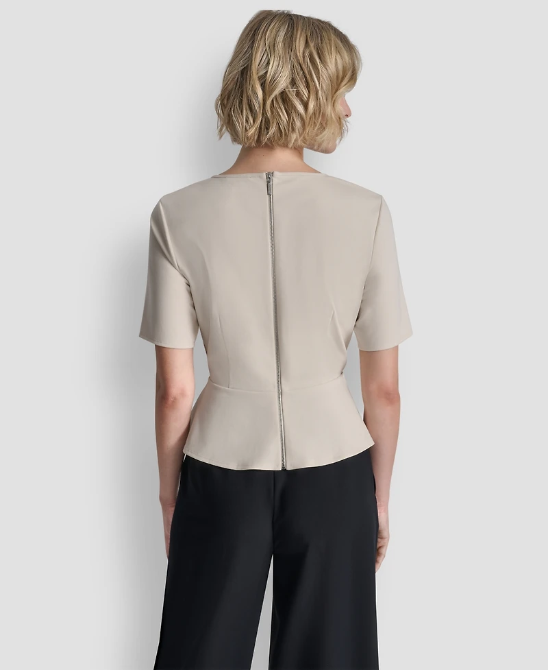 Dkny Women's Short-Sleeve Zip Up Top