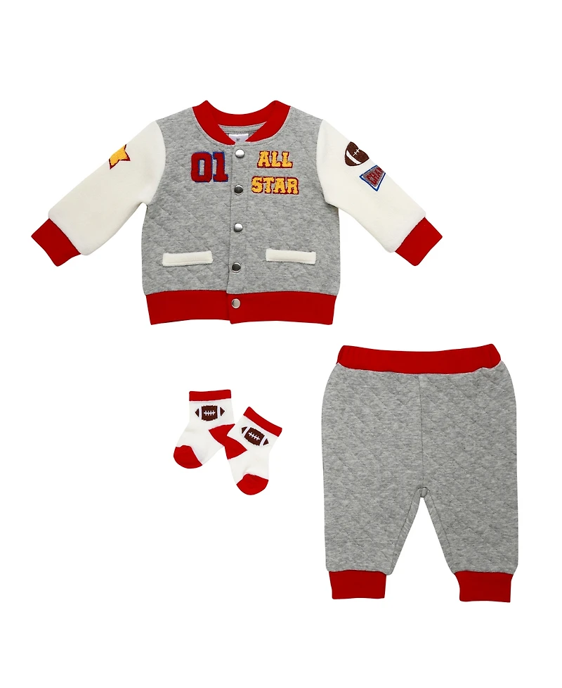 Baby Starters Boys Varsity Jacket, Pants and Socks, 3-Piece Set