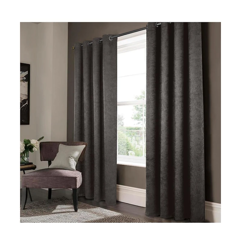 Olivia Gray Lynx Matte Embossed Blackout Grommet Panel - 52"x95", Black