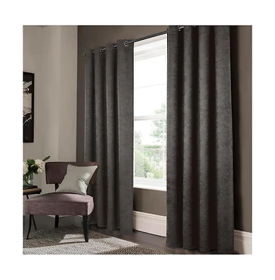 Olivia Gray Lynx Matte Embossed Blackout Grommet Panel - 52"x95", Black