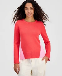 T Tahari Women's Colorblocked Crewneck Long-Sleeve Top