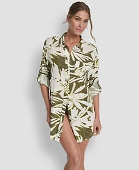 Dkny Women's Gauze Collared Button-Front Beach Shirt
