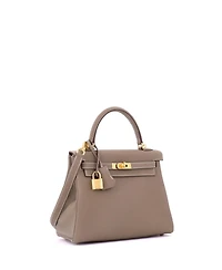 Pre-Owned HERMES Kelly 25 Handbag Grey Togo with Gold Hardware