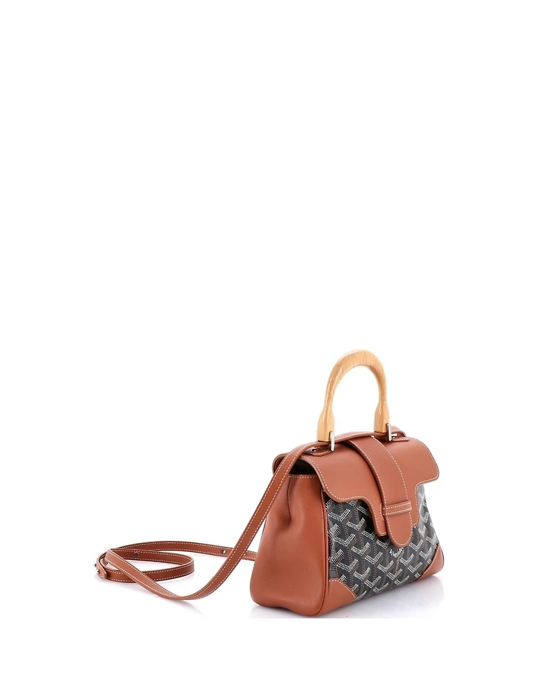 Pre-Owned Goyard Mini Saigon Top Handle Bag Coated Canvas with Leather