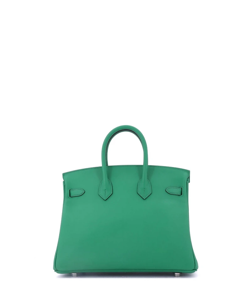 Pre-Owned Hermes Birkin 25 Handbag Verso Swift with Palladium Hardware