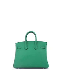 Pre-Owned Hermes Birkin 25 Handbag Verso Swift with Palladium Hardware