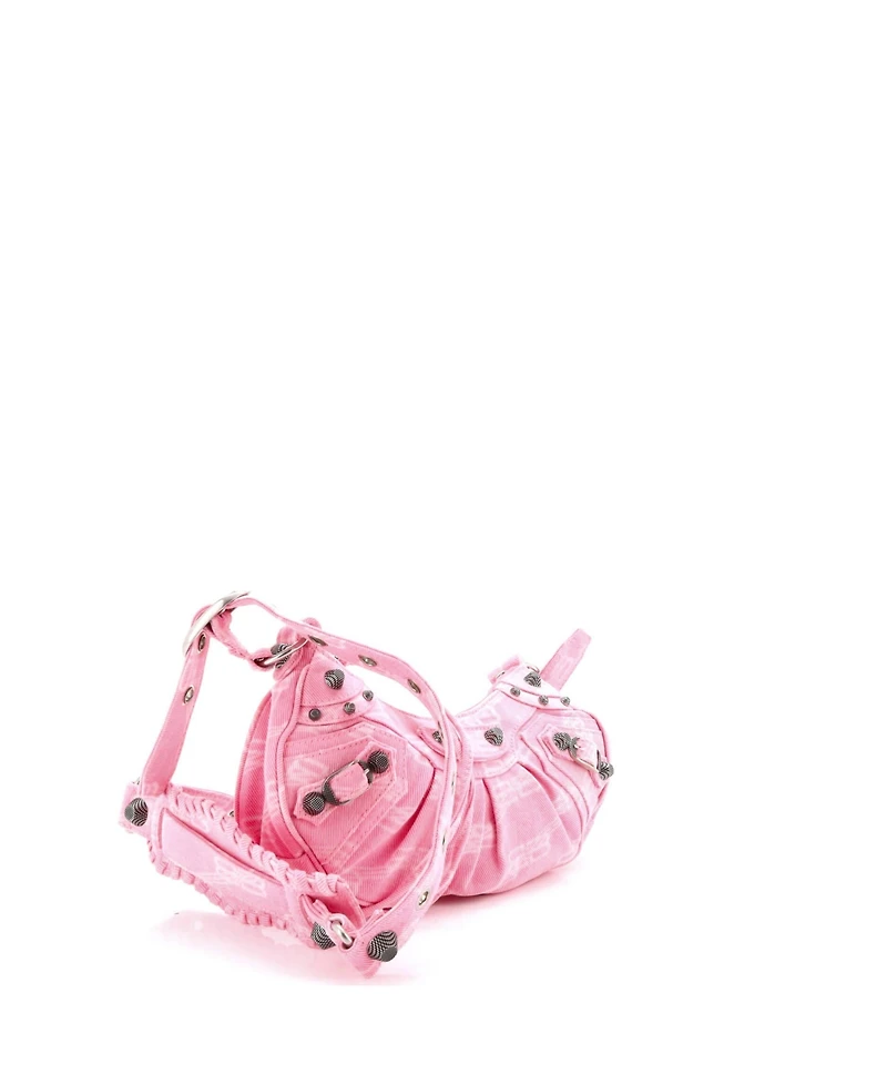 Pre-Owned Balenciaga Xs Le Cagole Giant Studs Shoulder Bag Bb Denim