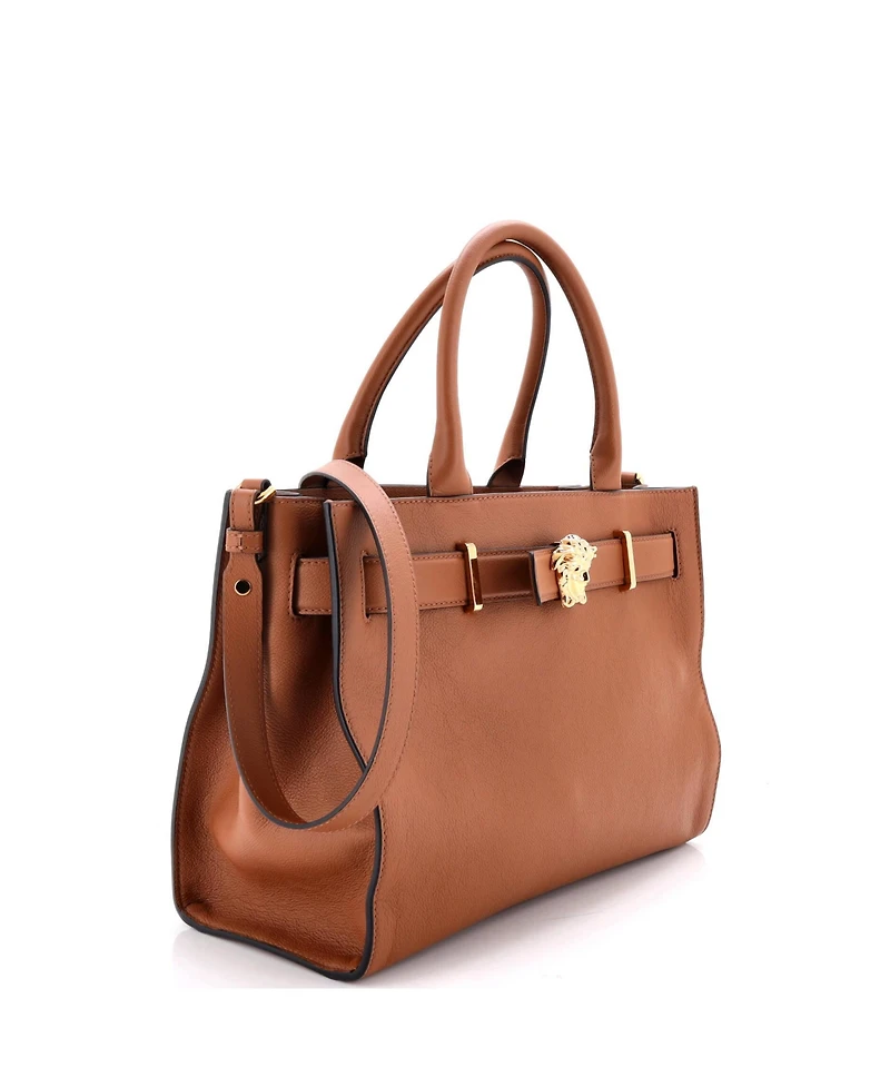 Pre-Owned Versace Large Palazzo Medusa Belted Convertible Tote Leather