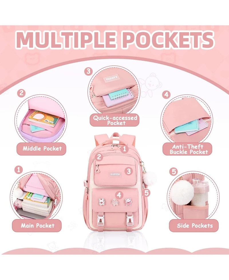 Batfox Pink Girls Backpack Kids Backpack for Girls