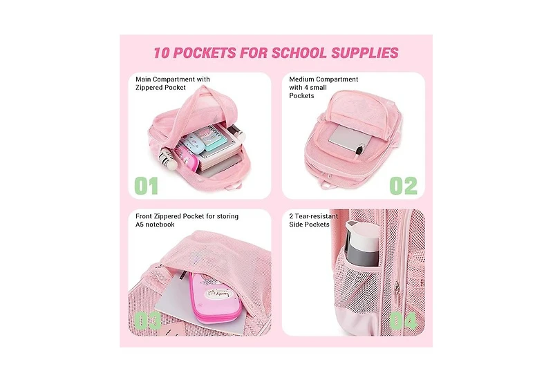 Mesh Backpack Heavy Duty, See Through School Backpack Transparent Bookbag for Swimming, Beach, Sports, Work, Travel