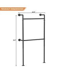 Aheaplus 3.5-13.5 Ft Reversible Wall Mounted Industrial Metal Pipe Clothing Rack for Hanging Clothes