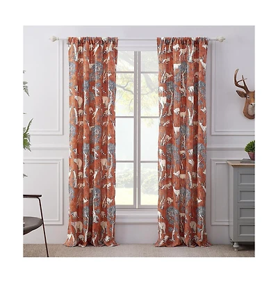 Barefoot Bungalow Greenland Home Fashions Menagerie Window Panel Pair - 42x84", Saffron