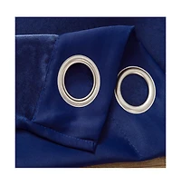 Olivia Gray Anchorage Blackout Single Grommet Curtain Panel Pair - 54" x 63", Navy Blue