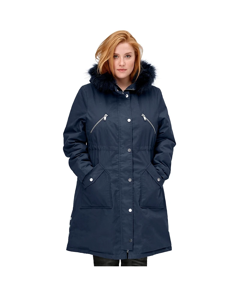 ellos Women's Side-Snap Zip-Front Parka