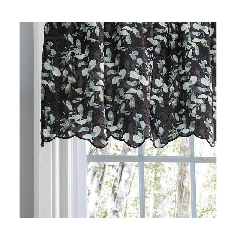 Ellis Curtain Athena Crushed Taffeta Rod Pocket Valance - 48x15", Black