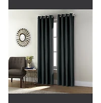 Thermaplus Commonwealth Shadow Grommet Dressing Window Curtain Panel - 52x95", Black