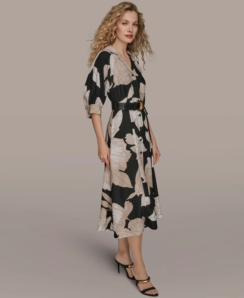 Donna Karan New York Women's Floral Midi Shirt Dress