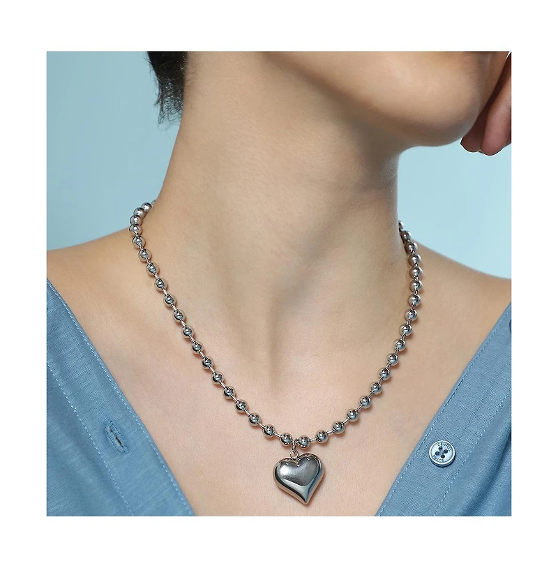 Sohi Women's The Puffer-Cuoer Pendant Necklace - Chrome Silver