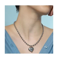 Sohi Women's The Puffer-Cuoer Pendant Necklace - Chrome Silver