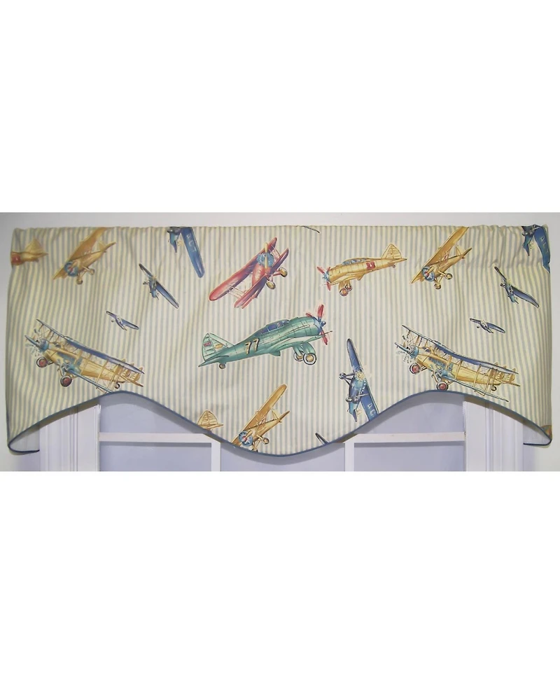 Rlf Home Air Show Cornice 100% Cotton with Fully Lined 3" Rod Pocket Valnance for Windows 50" x 17" Antique