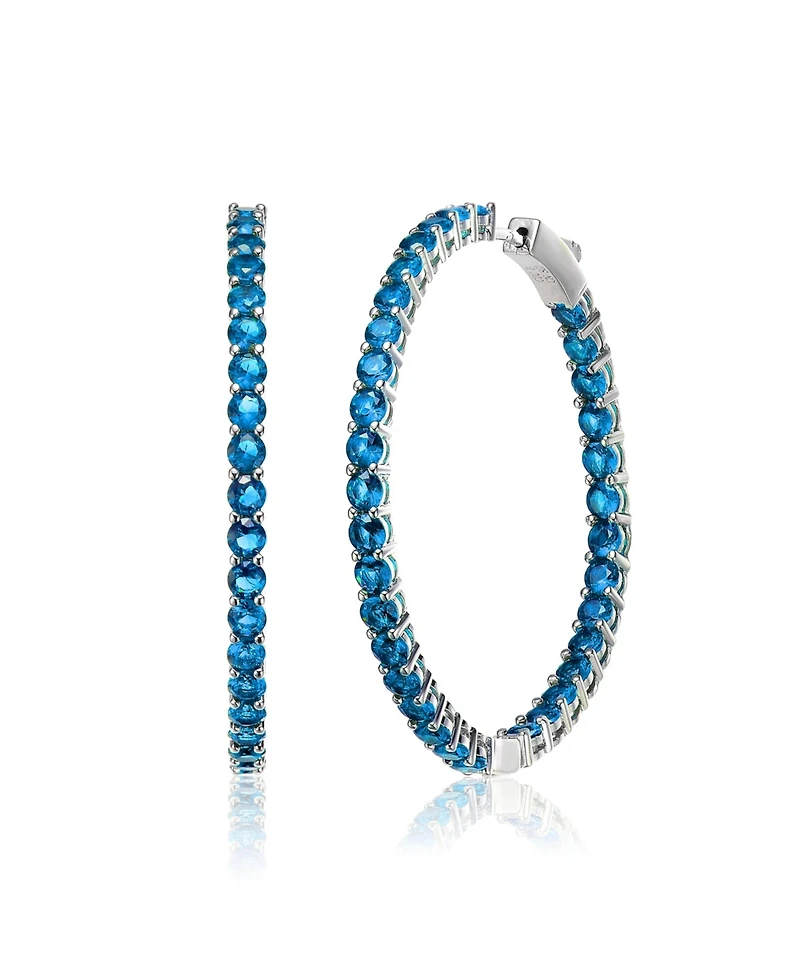 Rhodium Plated Cubic Zirconia Hoop Earrings