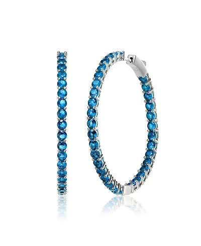 Rhodium Plated Cubic Zirconia Hoop Earrings