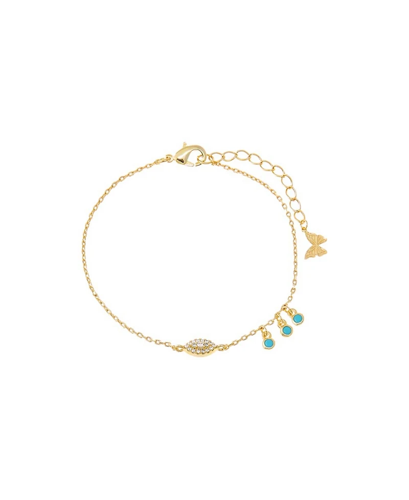 by Adina Eden Evil Eye x Dangling Turquoise Bezel Bracelet