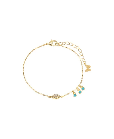 by Adina Eden Evil Eye x Dangling Turquoise Bezel Bracelet